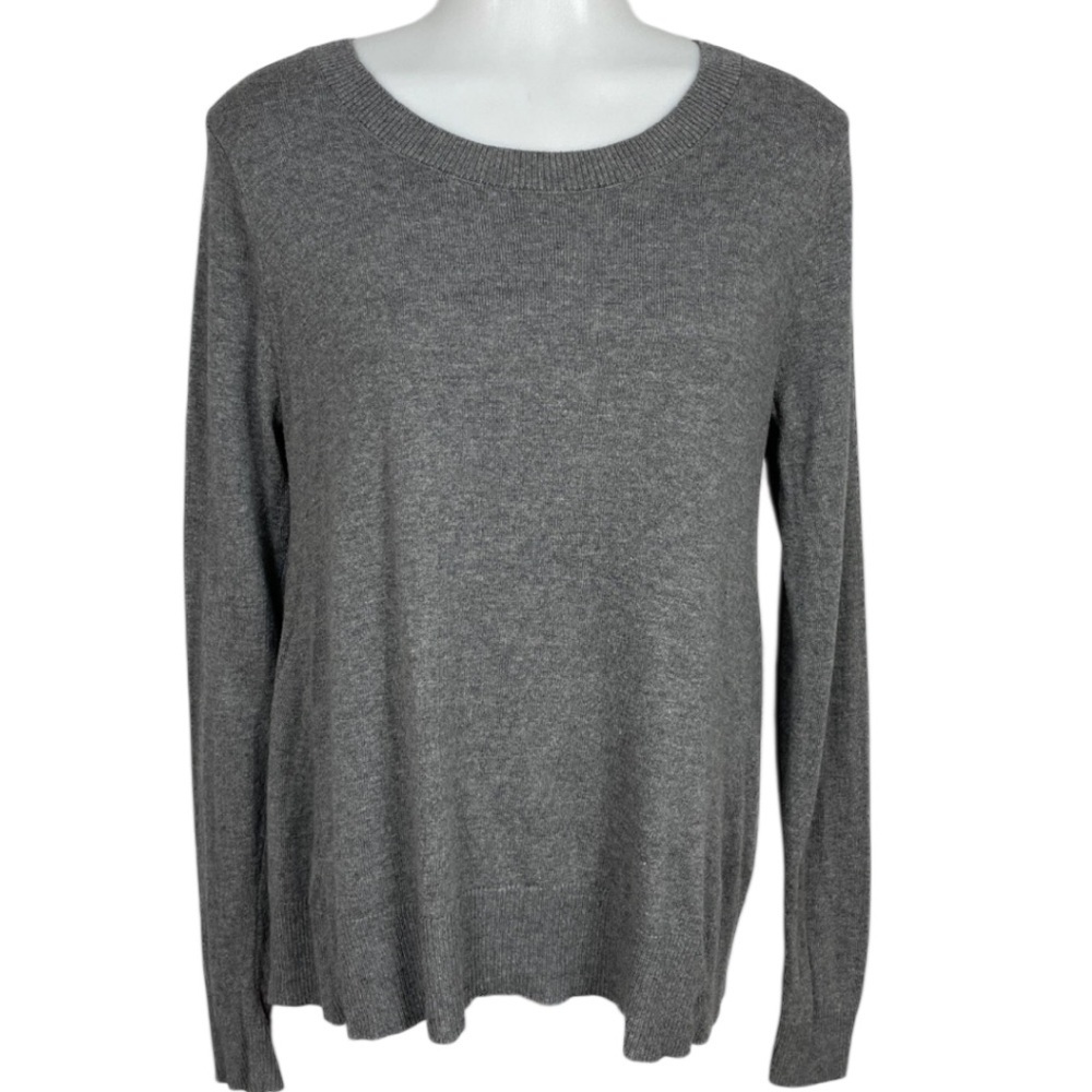 🔴 New York & Co Gray Long Sleeve Open-Back Bows Pullover Sweater Size Small - Picture 1 of 2